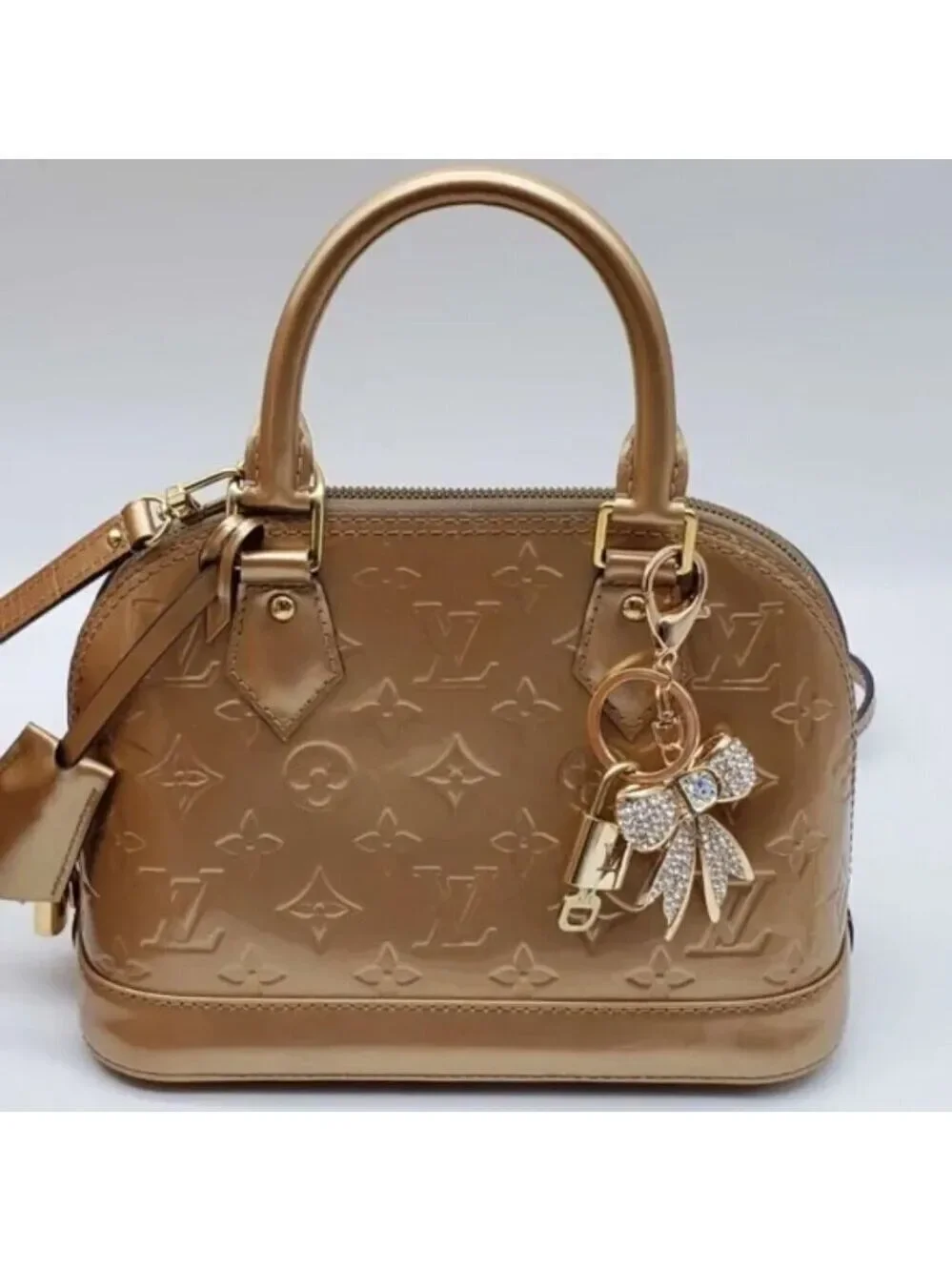 Louis Vuitton Gold Padlock Key 🔒 Authentic LV Charm + Unbranded Ribbon Keychain